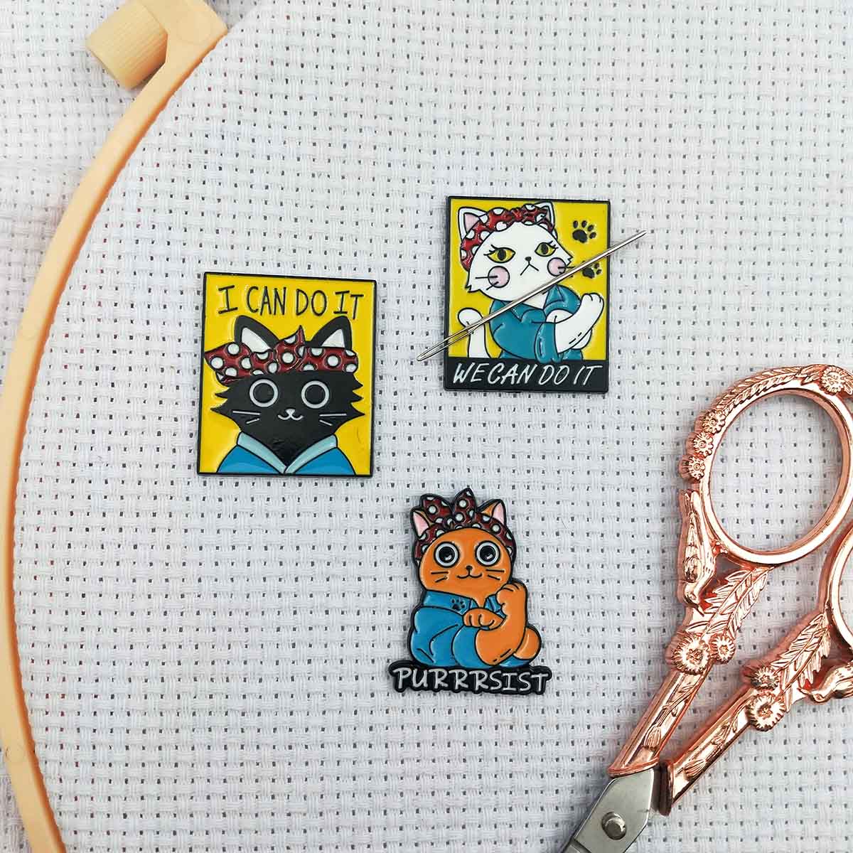 Needle Minder Magnet - แม่เหล็กเก็บเข็มปักครอสติช ลายการ์ตูนแมว สำหรับงานปัก งานเย็บปักถักร้อย ของขวัญ อุปกรณ์เย็บผ้า