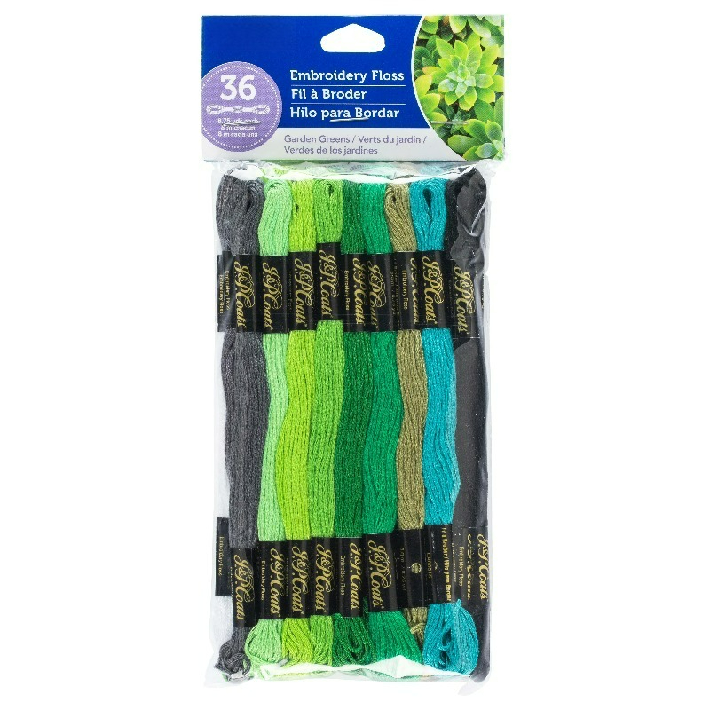 Embroidery Floss - ไหมปักลาย ชุดสุดคุ้ม สีเขียวสวน 8.75 หลา ผ้าฝ้าย