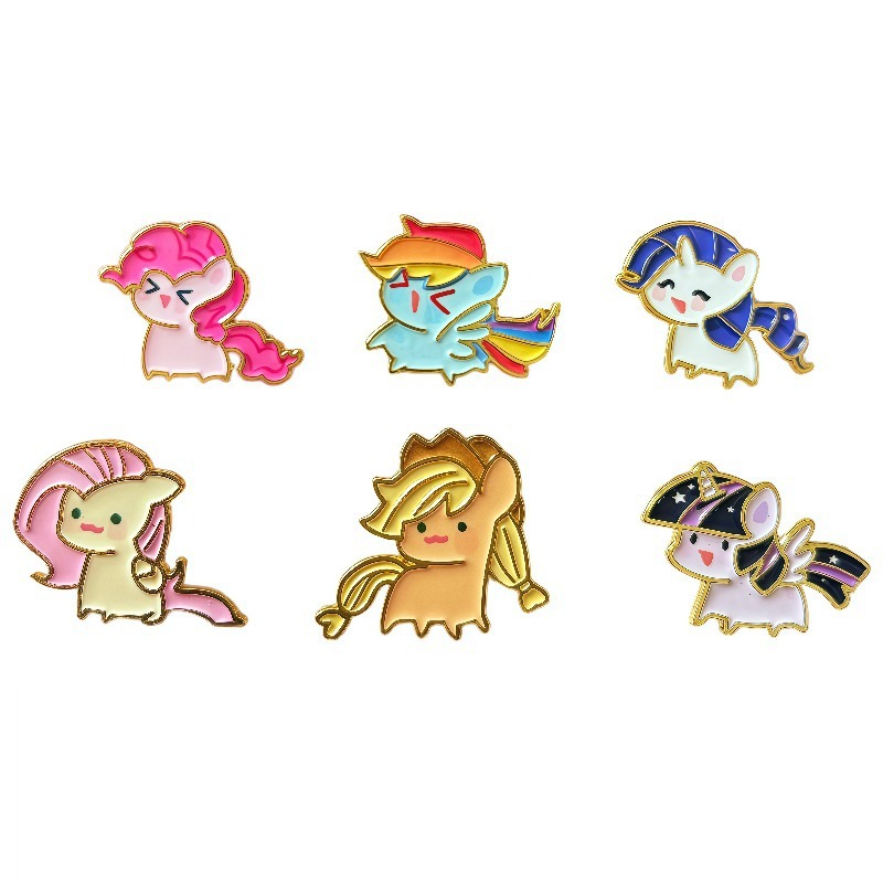 Embroidery Illustration - มาย ลิตเติ้ล โพนี่ โพนี่ การ์ตูน เข็มกลัดโลหะ