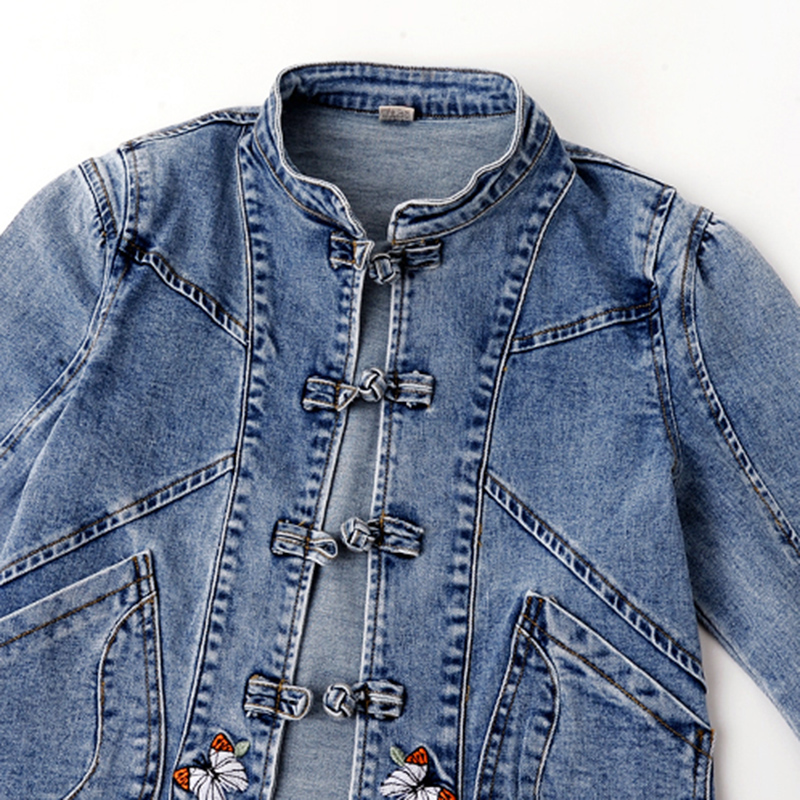 Embroidery Cardigan - เสื้อแจ็คเก็ตยีนส์ปักลายใหม่ ฤดูใบไม้ผลิ 2026 แจ็คเก็ตสั้นผู้หญิง เสื้อคลุมคาร์ดิแกน แจ็คเก็ตเบสิค