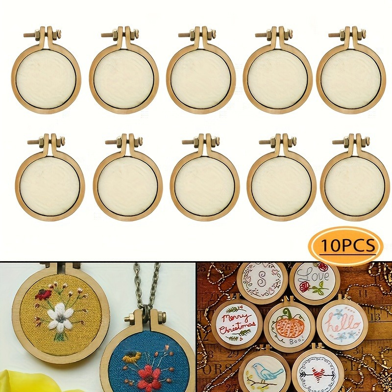 Embroidery Hoop - ห่วงปักผ้าไม้ขนาดเล็ก 10 ชิ้น สำหรับงานปักครอสสติชและงานฝีมือ, อุปกรณ์กรอบมือถือสำหรับแสดงงานปัก