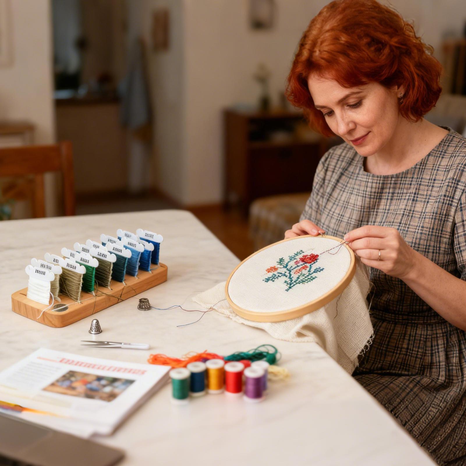 Embroidery Artist - ที่เก็บด้ายปักผ้า 15 ช่อง ที่ใส่แกนด้ายไม้ ที่เก็บกระสวยด้ายแม่เหล็ก สำหรับงานอดิเรก