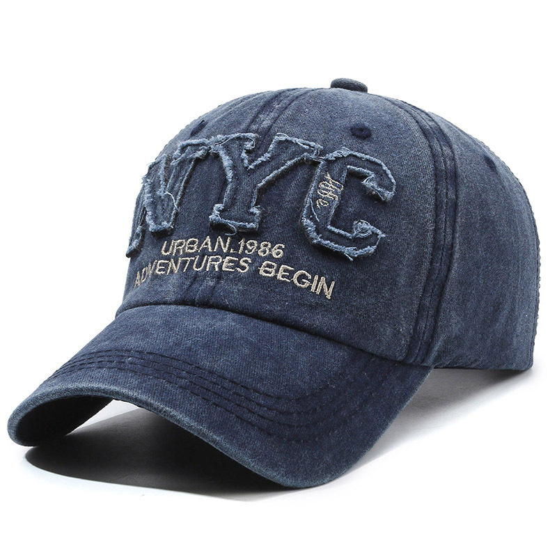 Embroidery Nyc - หมวกเบสบอลสีดําผู้หญิงแบบปรับได้ - ระบายอากาศได้มีสไตล์ ป้องกันแสงแดด ปัก 