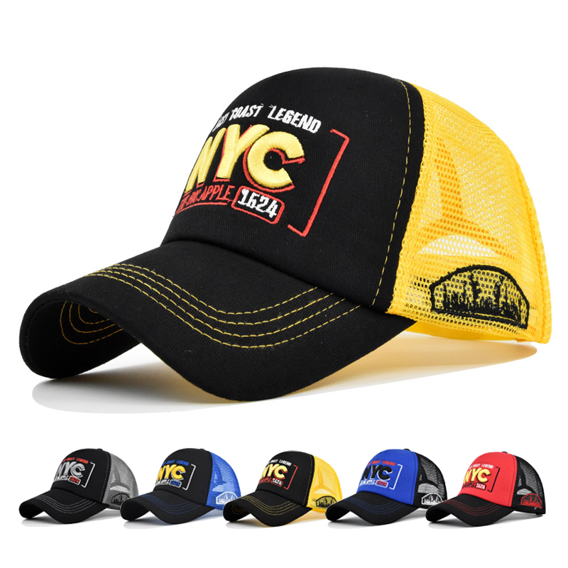 Embroidery Nyc - หมวกเบสบอลผู้ใหญ่หมวกสุทธิหมวกฤดูร้อนหมวกตาข่ายหมวกระบายอากาศ U Nisex NYC จดหมายเย็บปักถักร้อยถนนเต้นรําเชดฤดูใบไม้ผลิฤดูใบไม้ร่วงหมวก