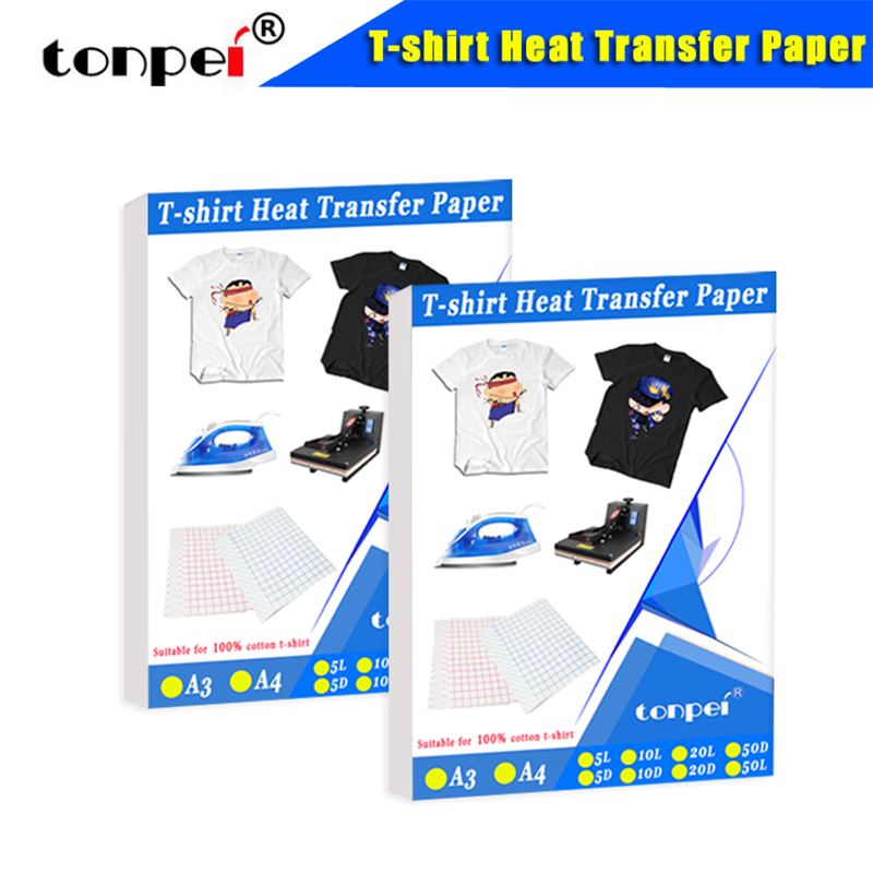 Transfer Paper Carbon - A3 A4 T Shirt Heat TransferกระดาษสำหรับLight/Darkสีผ้าฝ้าย100%