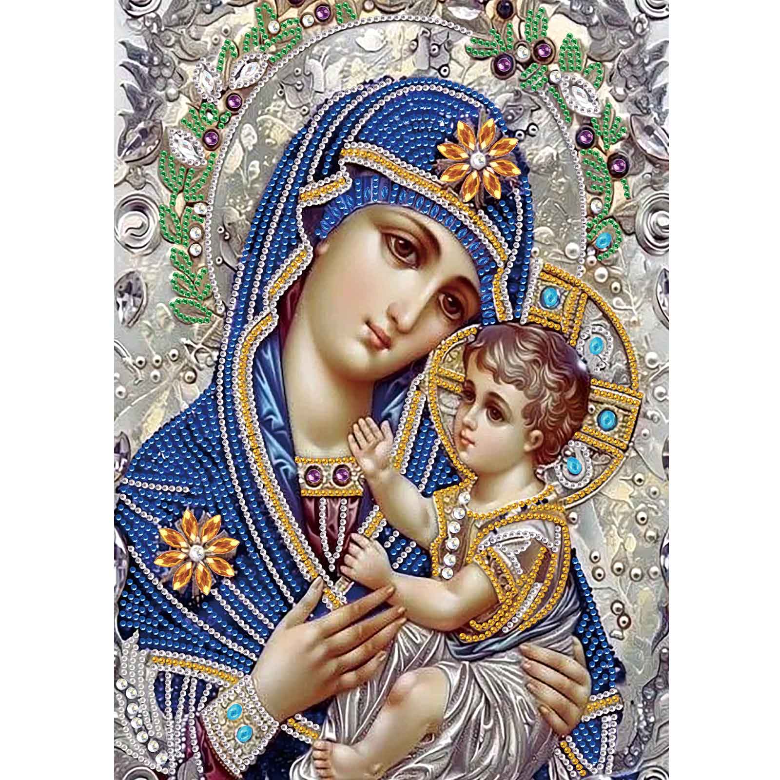 Embroidery Icon - รูปร่างพิเศษเพชรจิตรกรรมชุดสําหรับผู้ใหญ่, ธีมศาสนาคริสตัล Rhinestones ภาพวาดสําหรับ Home Wall