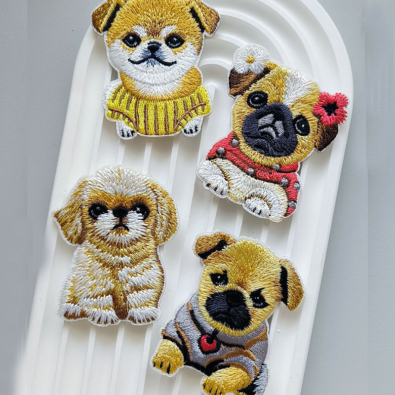 Embroidery Cloth - ลูกสุนัขน่ารักเย็บปักถักร้อย Patch Self-กาวแพทช์ Applique สําหรับเสื้อผ้าเด็กตกแต่งกระเป๋า DIY