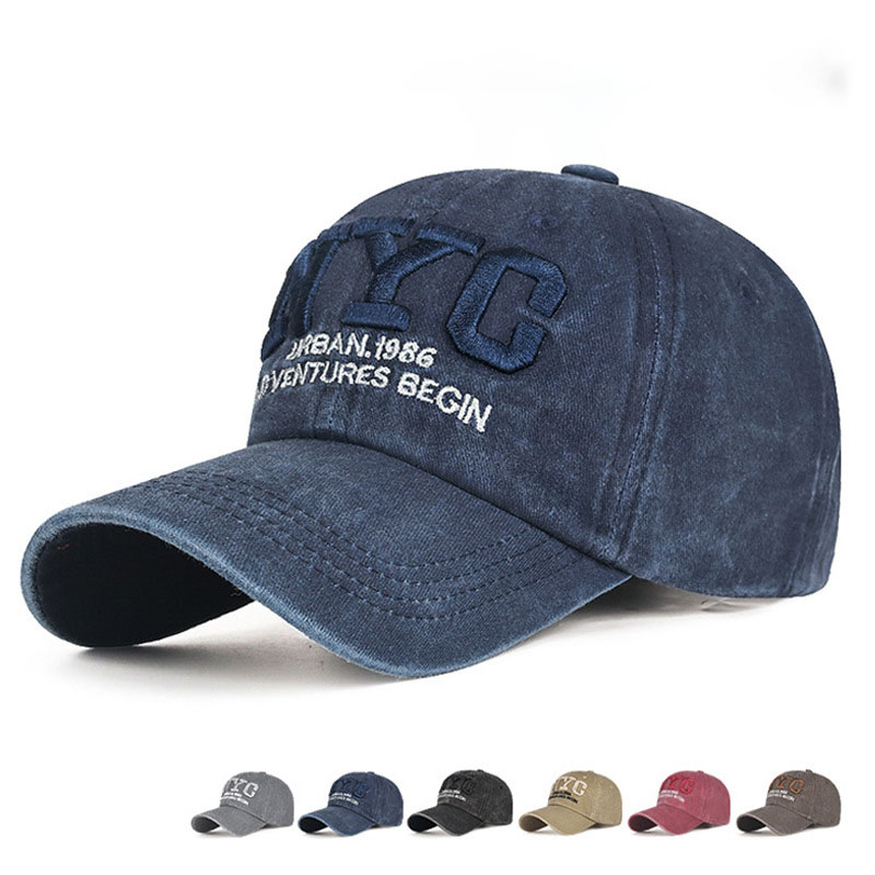 Embroidery Nyc - หมวกเบสบอลผ้าฝ้ายวินเทจปักตัวอักษร NYC สำหรับผู้ชายและผู้หญิง สไตล์เรโทร ลุคสตรีทแวร์