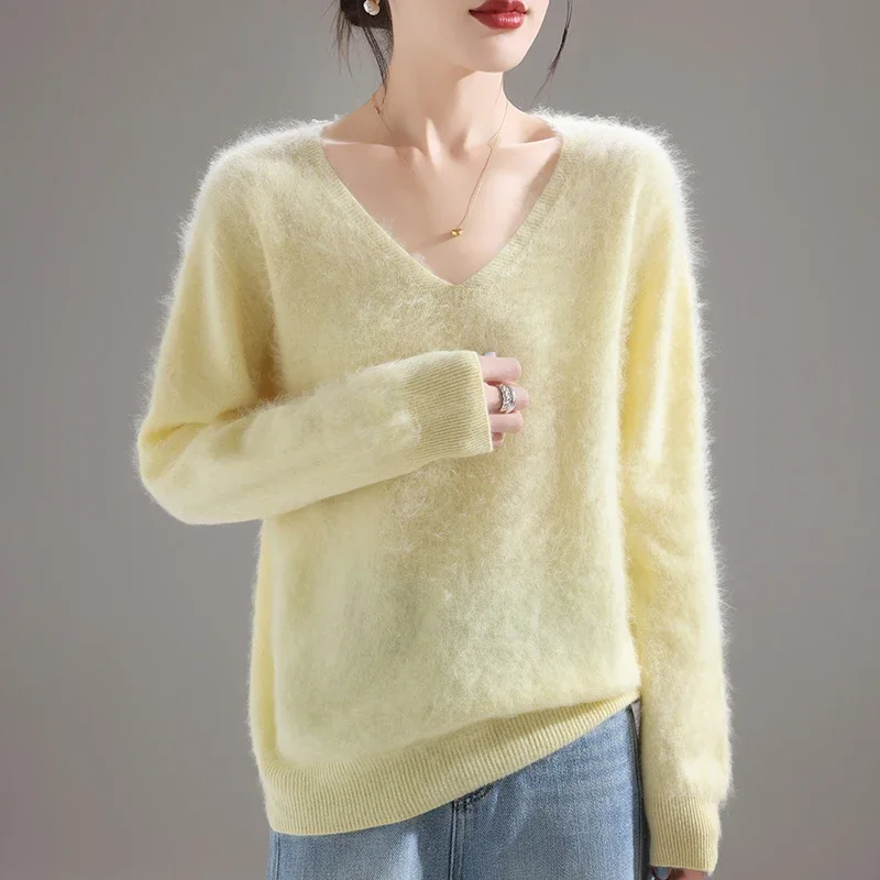 Embroidery Origin - เสื้อสเวตเตอร์ขนแกะเมอริโนแท้ 100% สำหรับผู้หญิง ปี 2025 แบบถักหนา