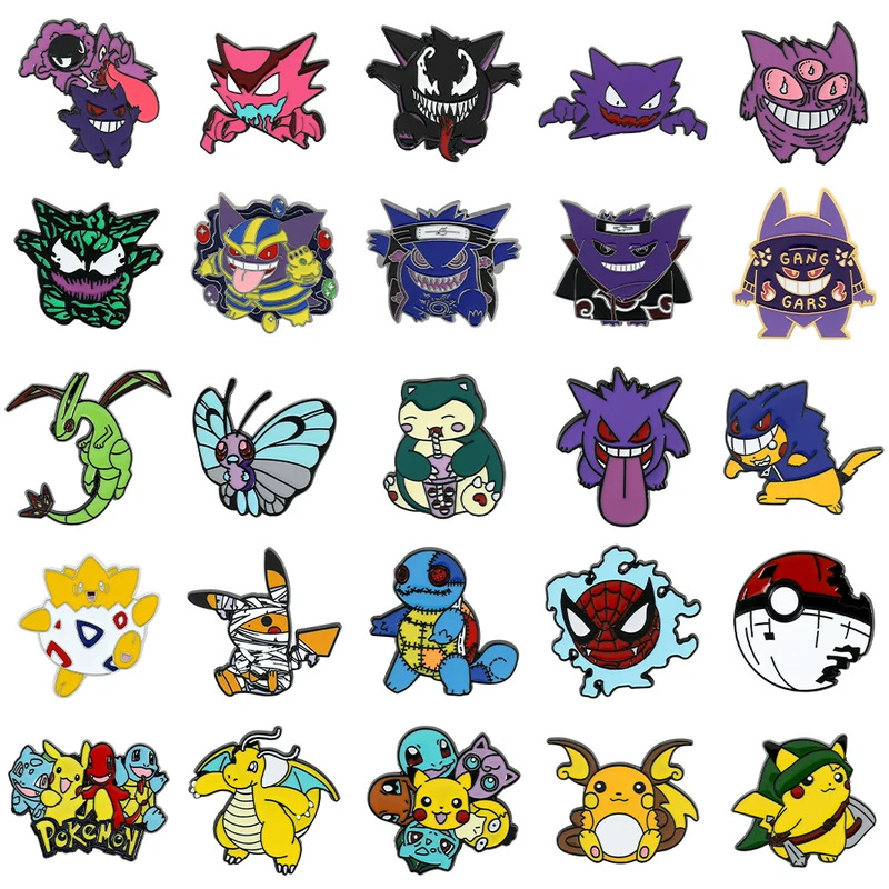 Embroidery Illustration - เข็มกลัดโปเกมอน อนิเมะญี่ปุ่น ลายจี๋นกี้ โกสต์ พิคาชู บอล
