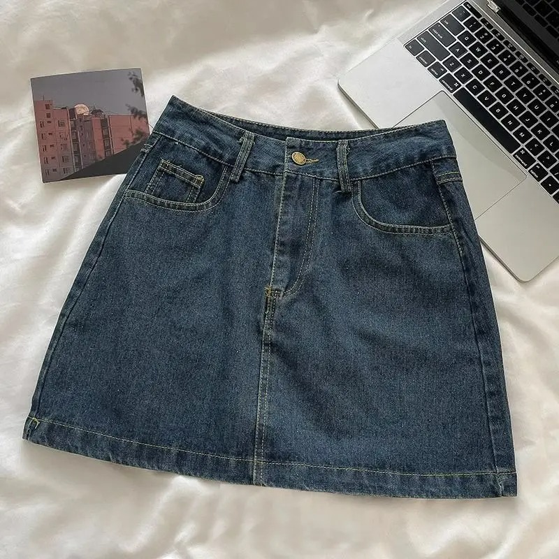 Embroidery Origin - ชุดกระโปรงยีนส์ Y2K: เสื้อแจ็คเก็ตสไตล์ญี่ปุ่นวินเทจติดกระดุม & กระโปรงมินิสุดน่ารัก ชุด
