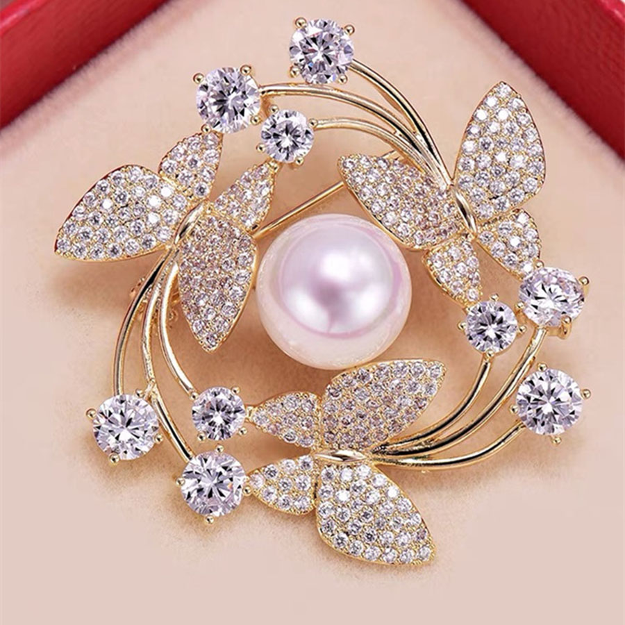 Embroidery Icon - ประณีตวินเทจผู้หญิงผู้ชายคลาสสิกผีเสื้อดอกไม้เพิร์ลเข็มกลัดเครื่องประดับแฟชั่น Elegant Coat ชุดคริสตัล Pins