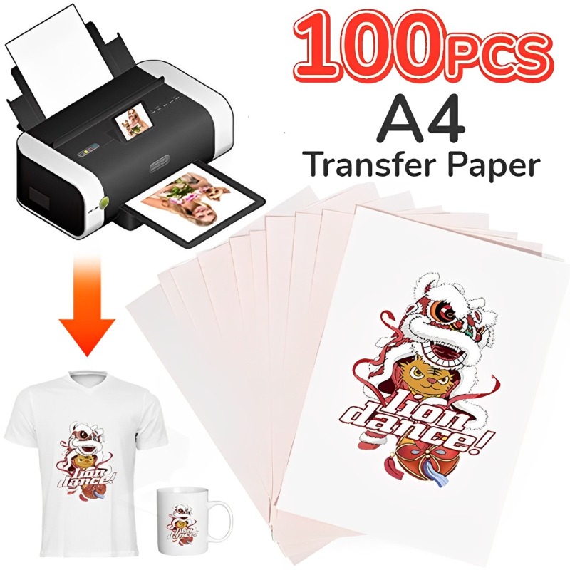 Transfer Paper Carbon - 100-10Pcs A4 ระเหิดความร้อนโอนเอกสาร DIY พิมพ์สําหรับเสื้อผ้าเสื้อยืดถ้วยแก้วหมอน A4