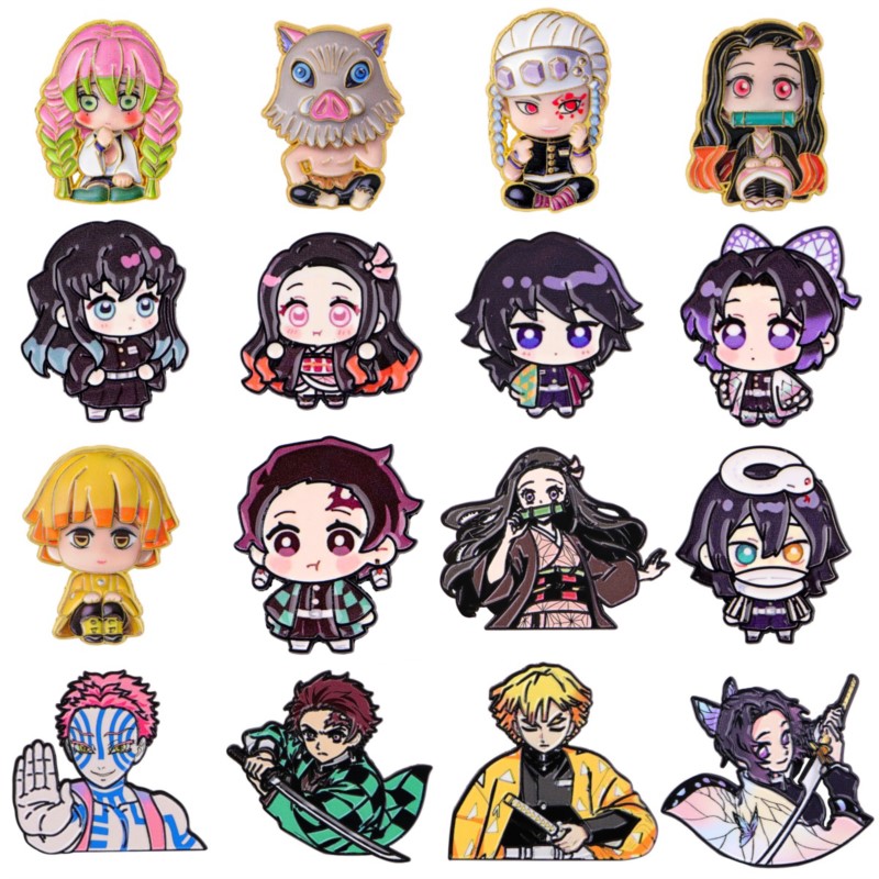 Embroidery Garment - เข็มกลัดเคลือบลายการ์ตูนคิมิโนะเวอร์ชันน่ารัก ตัวการ์ตูนอนิเมะ สำหรับตกแต่งปกเสื้อ กระเป๋าเป้ หมวก เสื้อผ้า