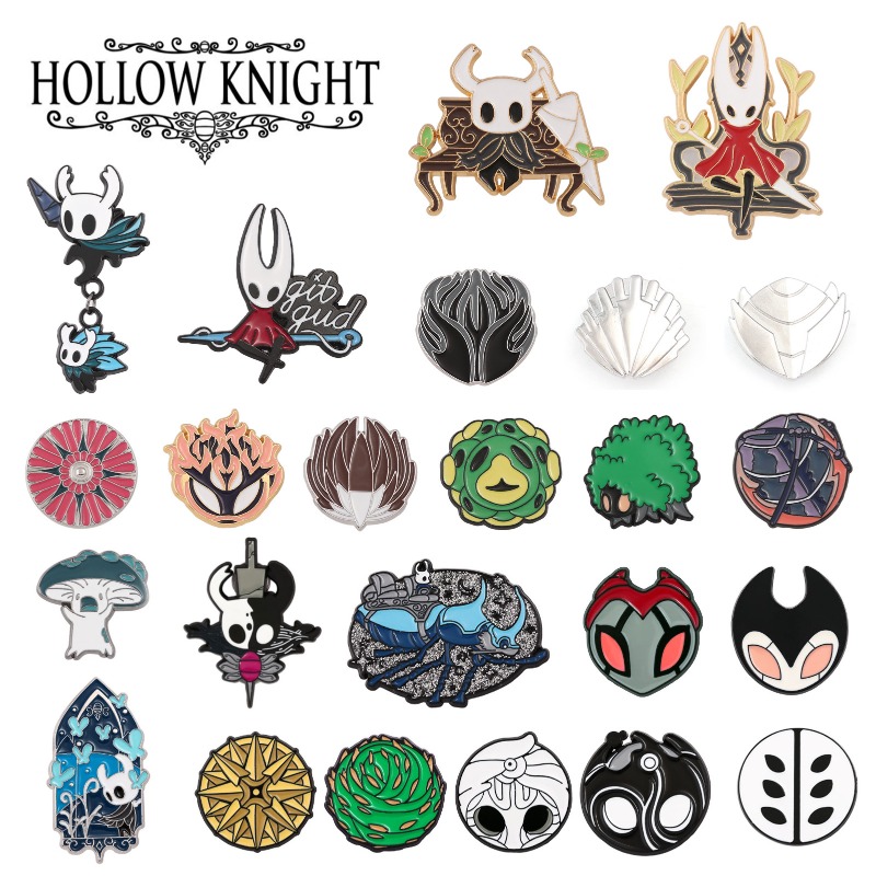 Embroidery Garment - เข็มกลัดโลหะเคลือบสีแบบหยดน้ำลาย Hollow Knight สำหรับตกแต่งกระเป๋าเป้ เสื้อผ้า ของสะสมธีมเกม
