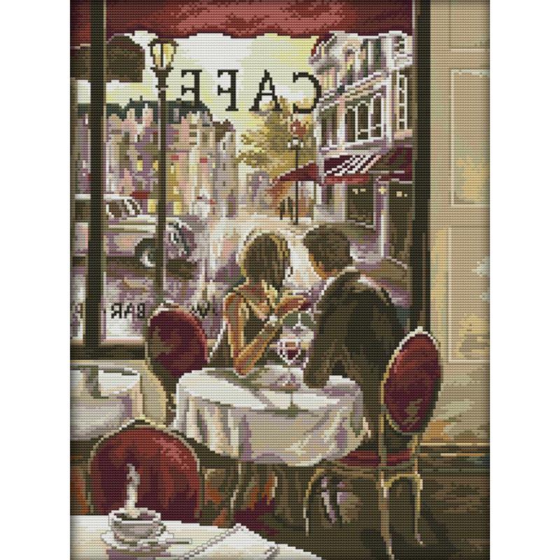 Embroidery Artist - Cafe คู่ศิลปะตัวเลขชุดปักครอสติส Aida 14 16 11ct
