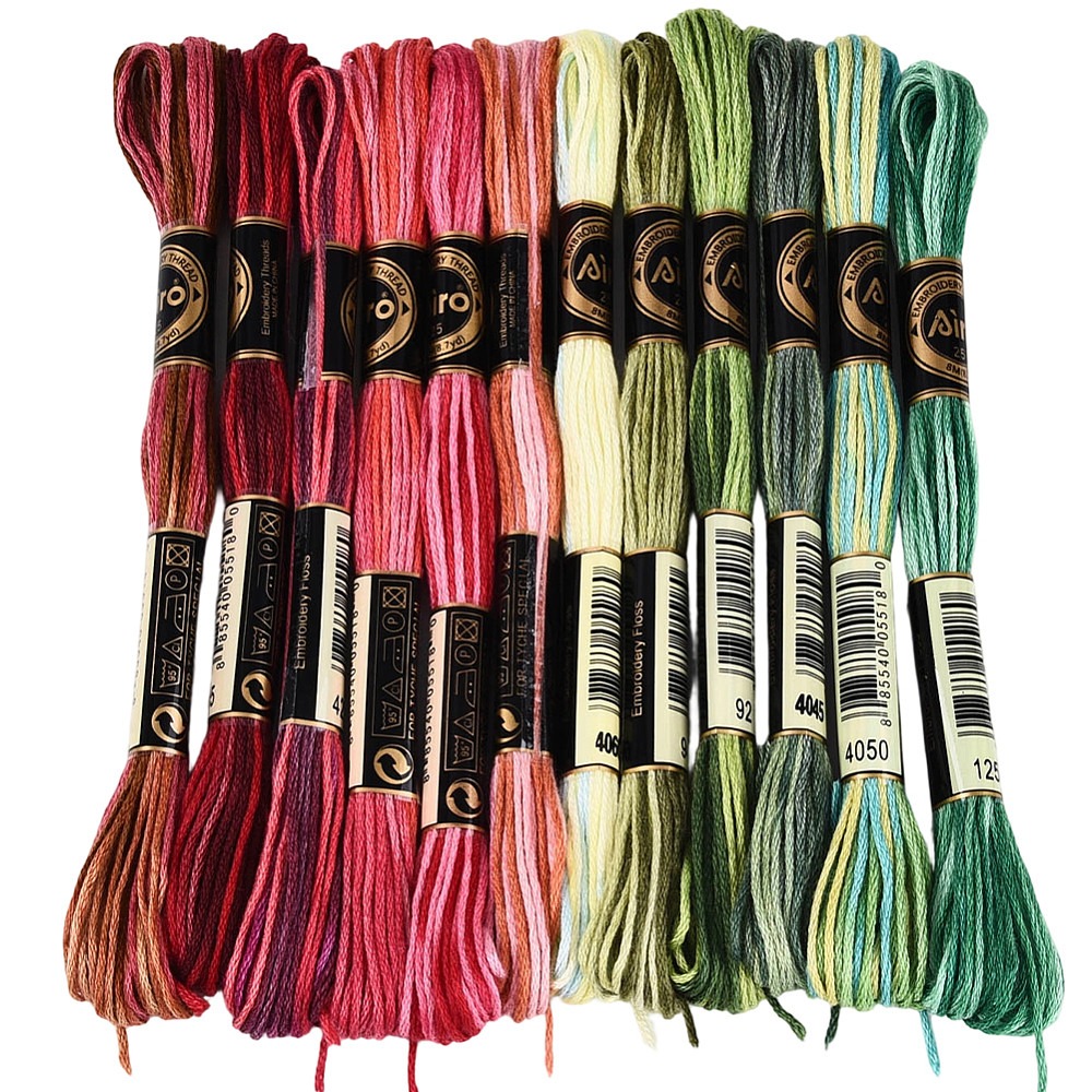 Embroidery Floss - ด้ายปักไหมพรม 105 หลา 6 เส้น ด้ายหลากสี