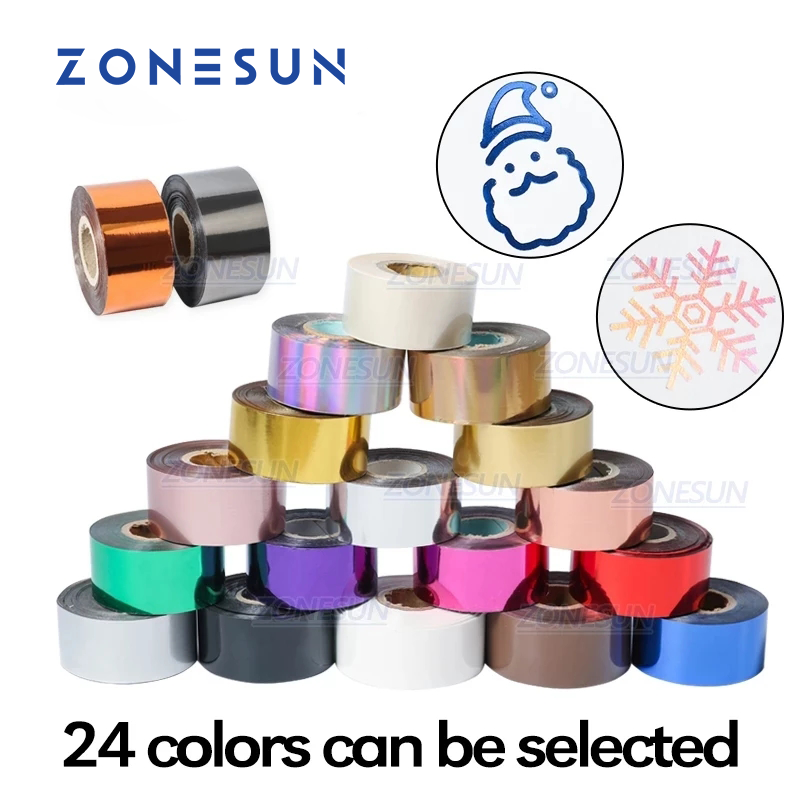 Transfer Paper Carbon - ZONESUN 3/4/5 ซม.ทองเงินสีดําฟอยล์กระดาษม้วนฟอยล์ร้อนปั๊ม embosing Bronzing ความร้อนโอนกระดาษสําหรับหนัง