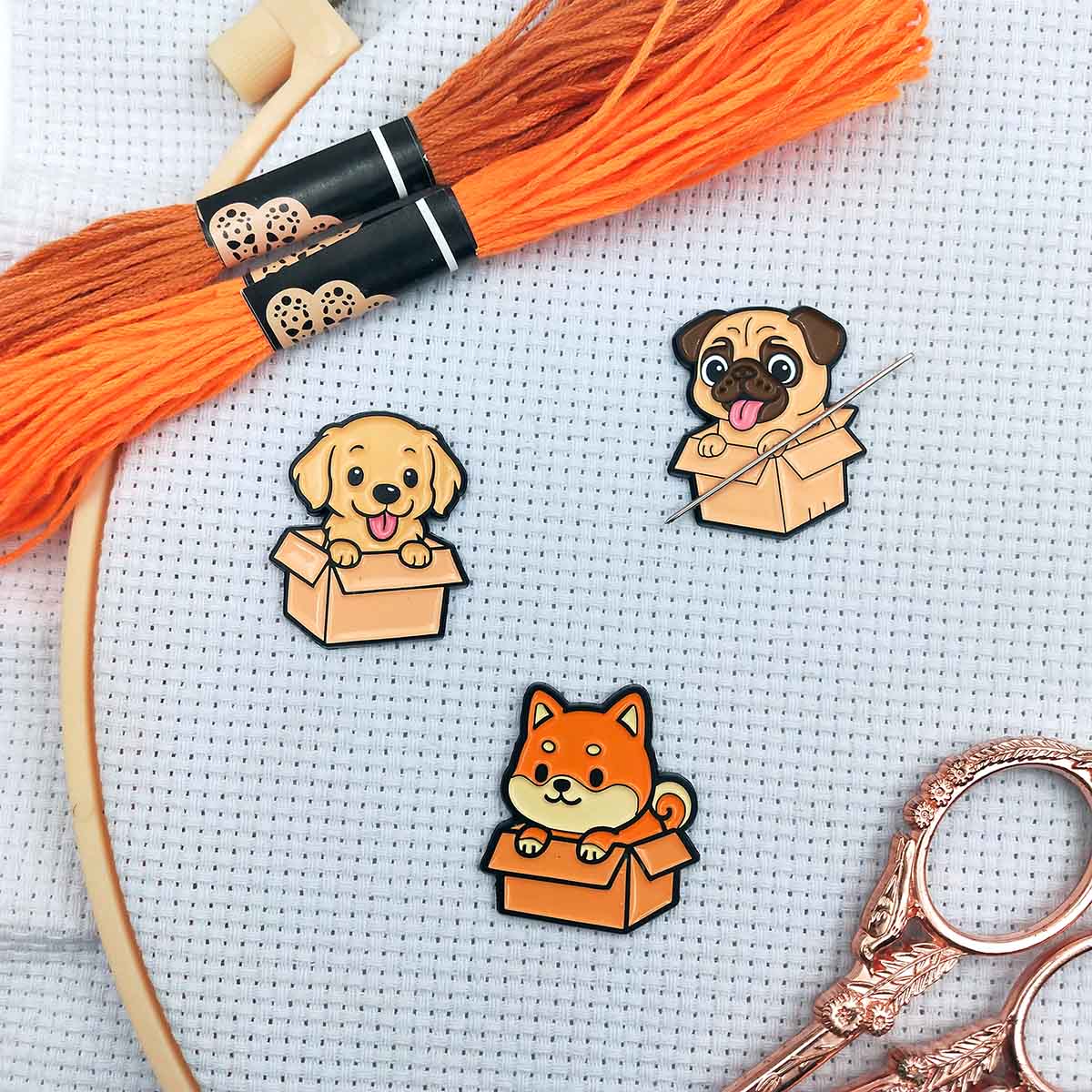 Needle Minder Magnet - ที่เก็บเข็มแม่เหล็กสำหรับงานปักครอสติช, ที่เก็บเข็มแม่เหล็กรูปน้องหมา, ที่เก็บเข็มรูปน้องหมาน่ารัก อุปกรณ์เย็บปักถักร้อย
