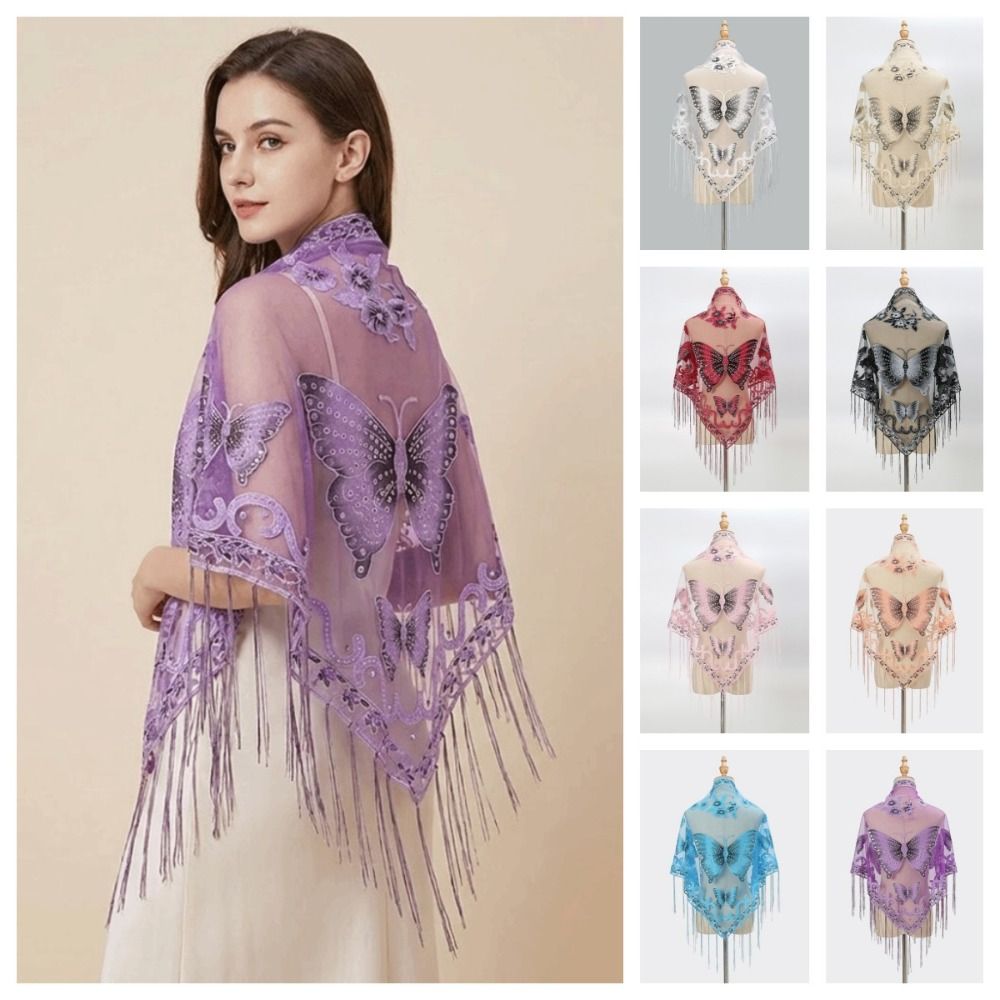 ผ้าพันคอหรูหรา ลายลูกไม้ฉลุ ปั - Embroidery Underlay บทวิจารณ์และราคา