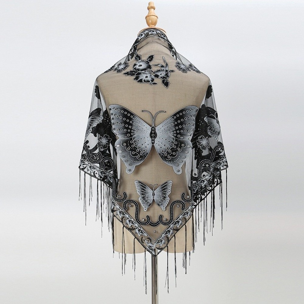 ผ้าพันคอหรูหรา ลายลูกไม้ฉลุ ปั - Embroidery Underlay บทวิจารณ์และราคา