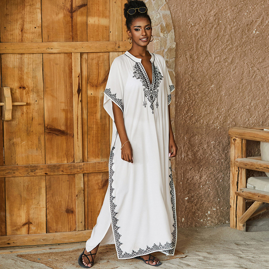 ชุด Kaftan ชุดว่ายน้ําสําหรับส - Embroidery Kaftan บทวิจารณ์และราคา