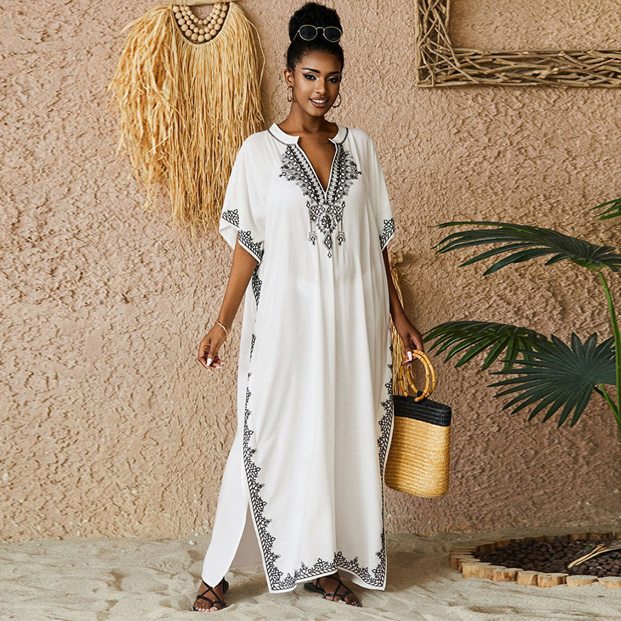ชุด Kaftan ชุดว่ายน้ําสําหรับส - Embroidery Kaftan บทวิจารณ์และราคา
