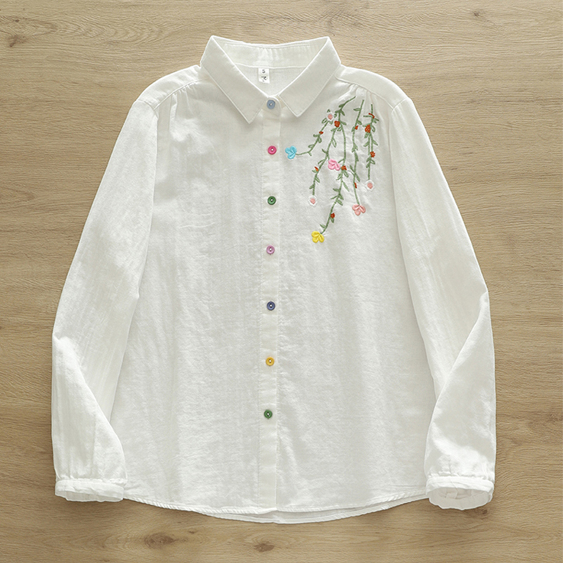 ฤดูใบไม้ร่วงผ้าฝ้ายสองชั้นแขนย - Embroidery Artist บทวิจารณ์และราคา