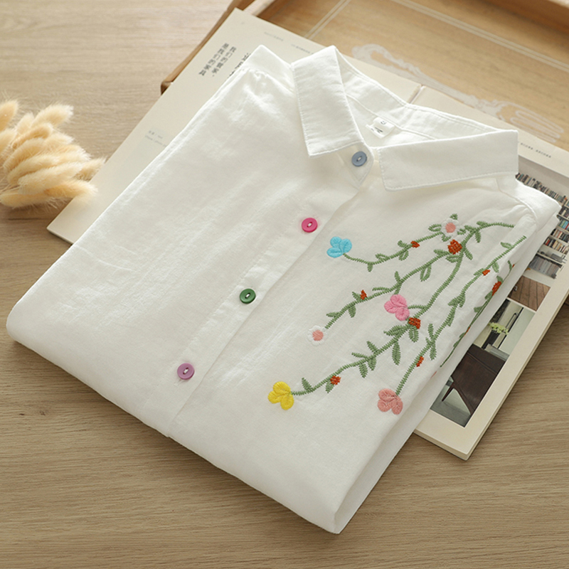 ฤดูใบไม้ร่วงผ้าฝ้ายสองชั้นแขนย - Embroidery Artist บทวิจารณ์และราคา