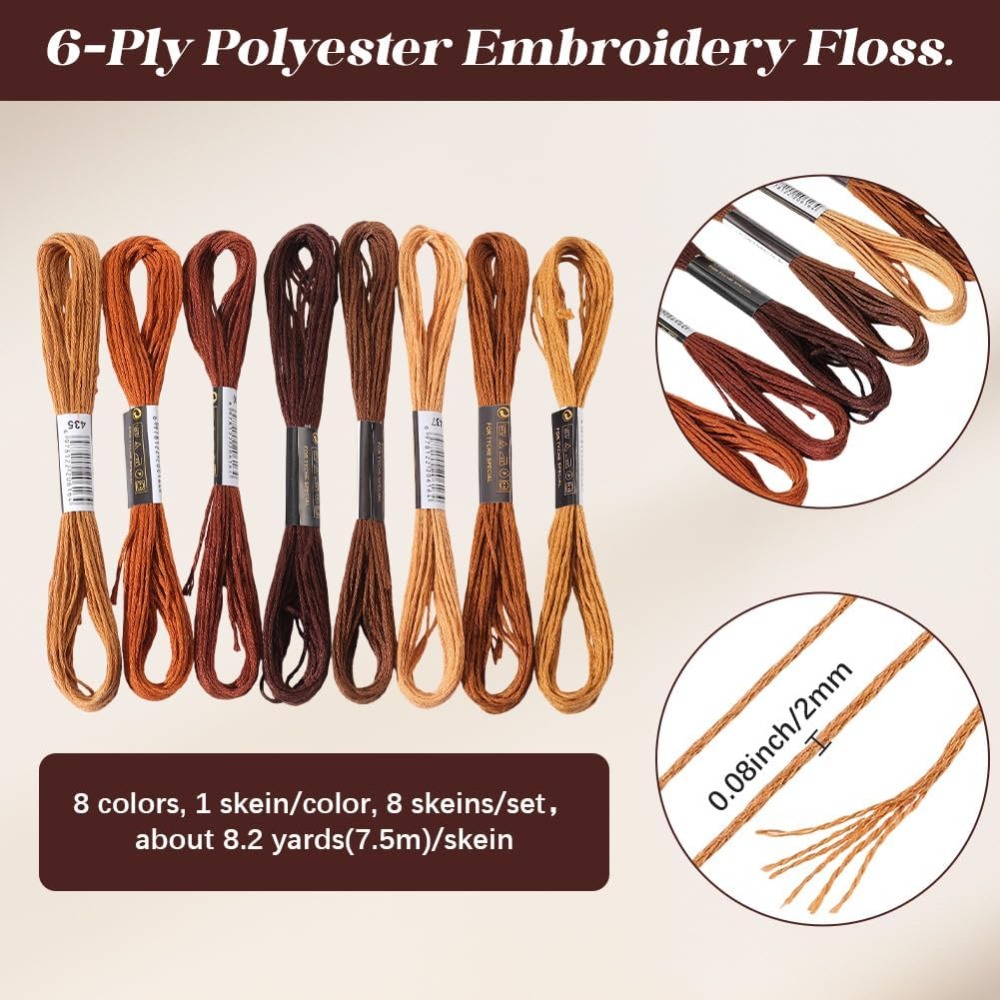 ไหมปักสีน้ำตาล 8 ม้วน 6 เส้น ไ - Embroidery Floss บทวิจารณ์และราคา