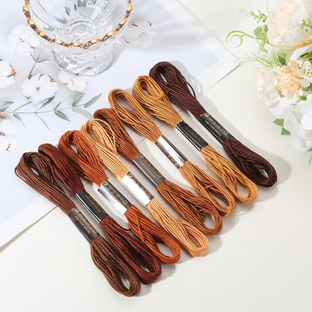 ไหมปักสีน้ำตาล 8 ม้วน 6 เส้น ไ - Embroidery Floss บทวิจารณ์และราคา