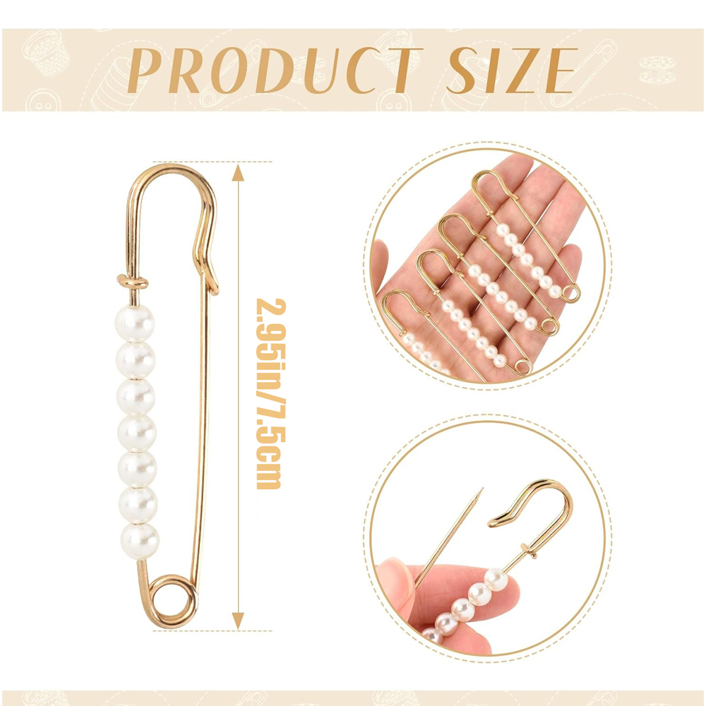 5PCS Faux Pearl เข็มกลัด Pins  - Embroidery Kaftan บทวิจารณ์และราคา