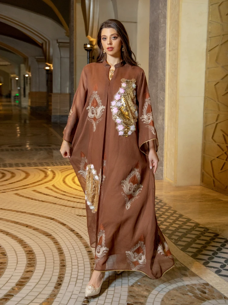 โมร็อกโกชุดผู้หญิงมุสลิม Abaya - Embroidery Kaftan บทวิจารณ์และราคา