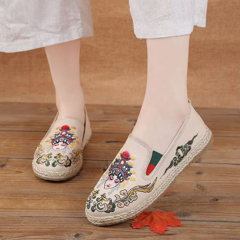 รองเท้าผู้หญิงพื้นเรียบปักลายผ - Embroidery Cloth บทวิจารณ์และราคา