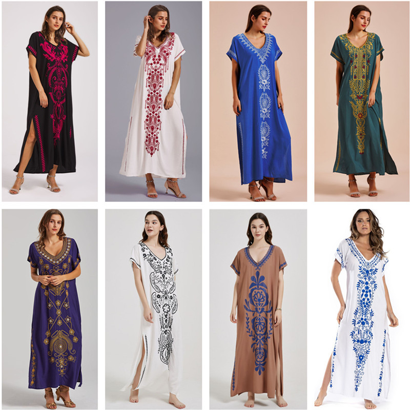 ชุดว่ายน้ํา Cover Ups เย็บปักถ - Embroidery Kaftan บทวิจารณ์และราคา