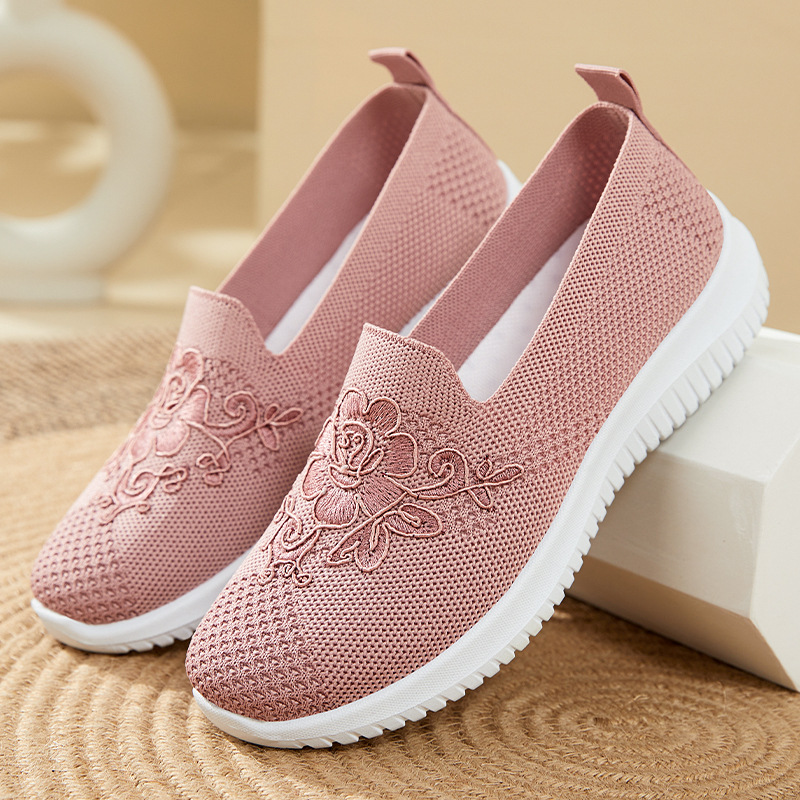 รองเท้าสลิปออนตาข่ายปักลายดอกไ - Embroidery Underlay บทวิจารณ์และราคา