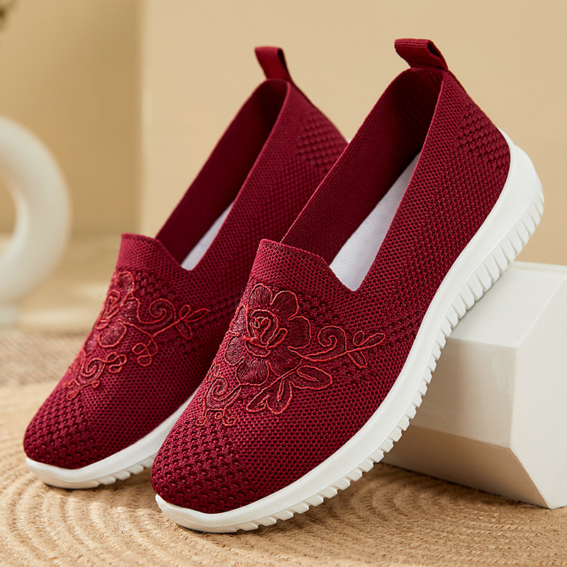 รองเท้าสลิปออนตาข่ายปักลายดอกไ - Embroidery Underlay บทวิจารณ์และราคา