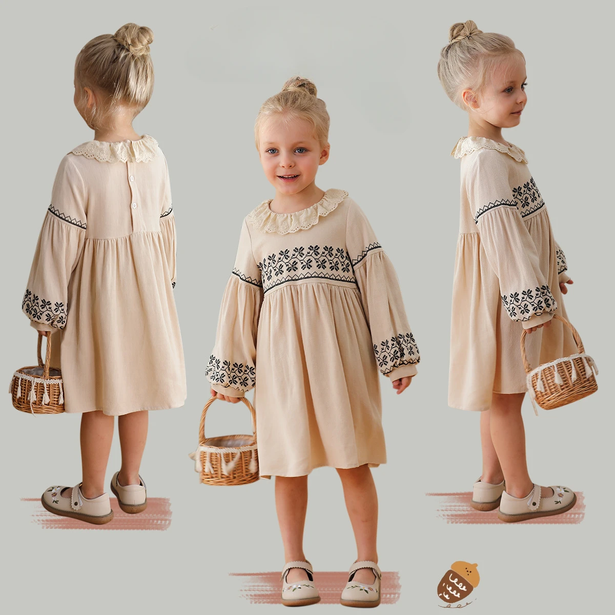 ชุดเดรสแขนยาวของเด็กผ้าฝ้ายและ - Embroidery Artist บทวิจารณ์และราคา