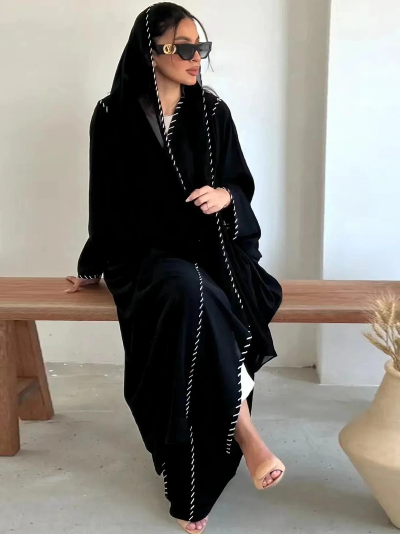 ผู้หญิงมุสลิม Abaya กับผ้าพันค - Embroidery Kaftan บทวิจารณ์และราคา