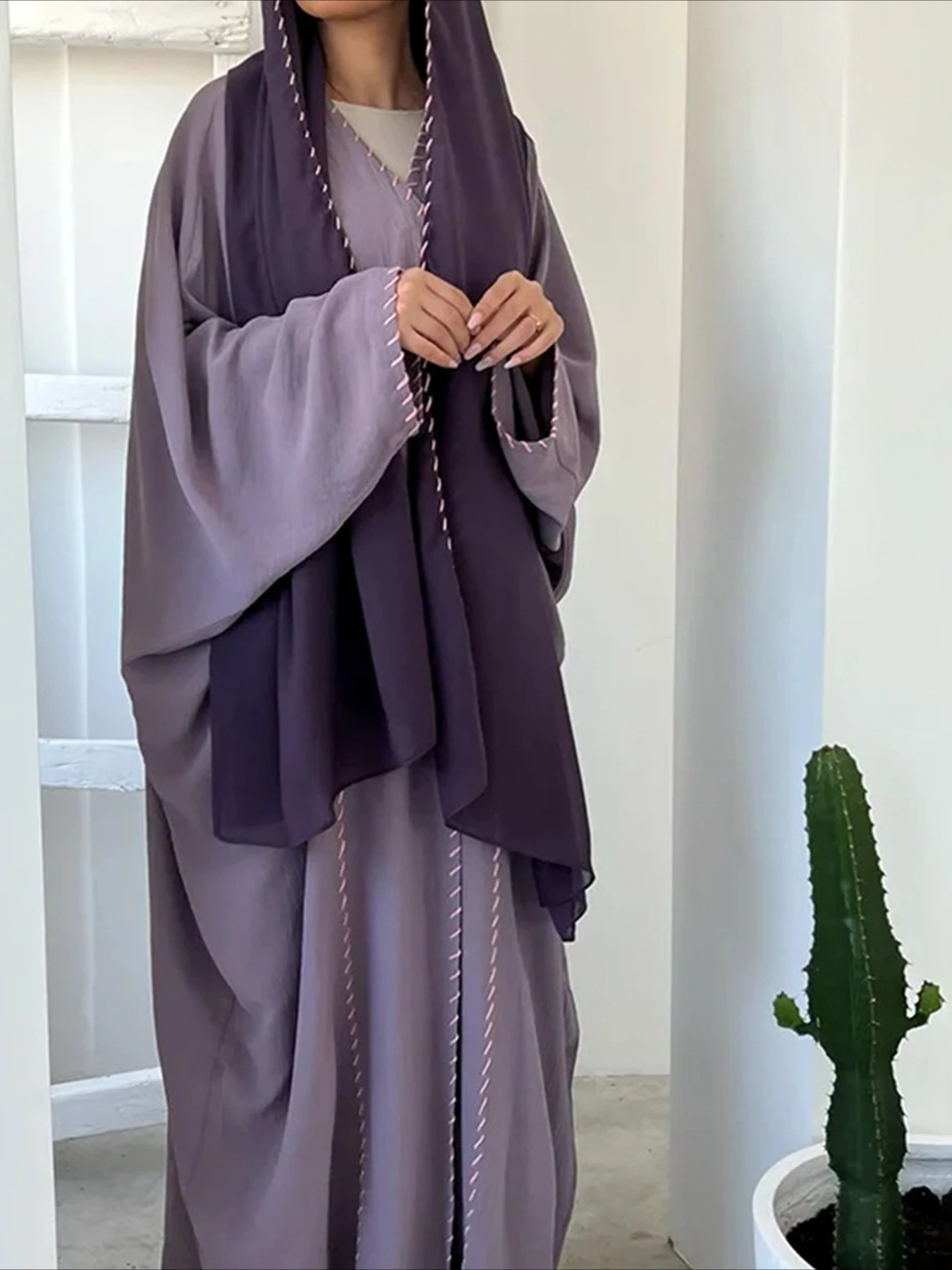 ผู้หญิงมุสลิม Abaya กับผ้าพันค - Embroidery Kaftan บทวิจารณ์และราคา