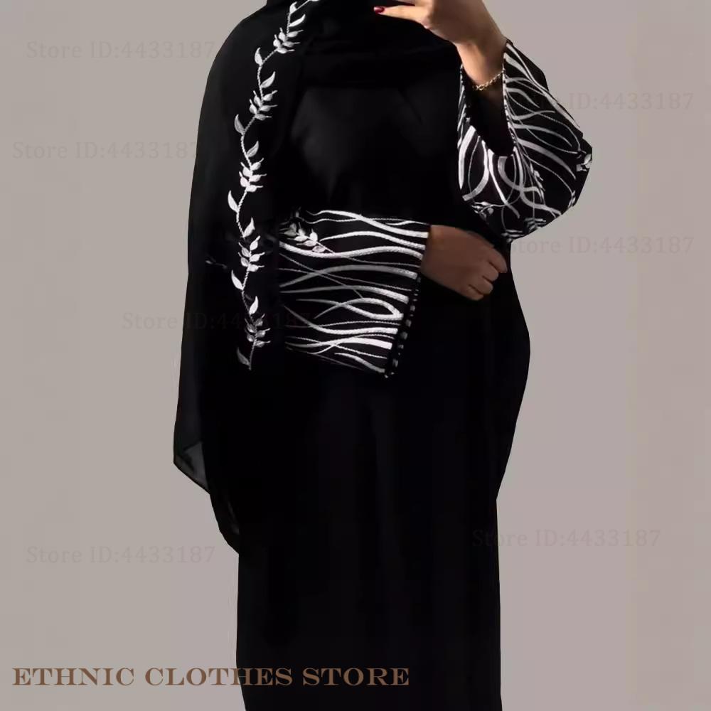 ชุดอาบายะปักลายสีดำสุดหรูสำหรั - Embroidery Kaftan บทวิจารณ์และราคา