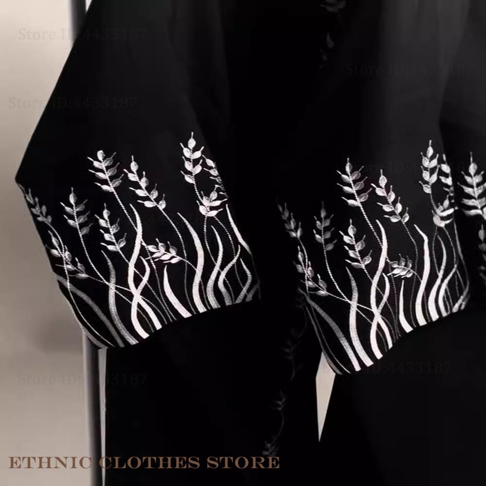 ชุดอาบายะปักลายสีดำสุดหรูสำหรั - Embroidery Kaftan บทวิจารณ์และราคา