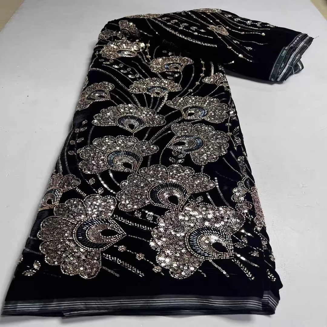 ผ้ากำมะหยี่ใหม่ 5 หลา ประดับเล - Embroidery Beads บทวิจารณ์และราคา