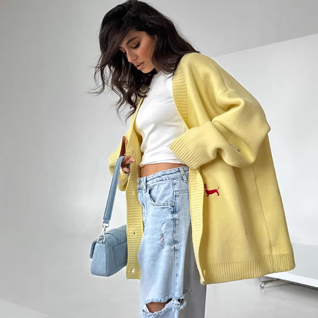เสื้อคาร์ดิแกนปักลายสุนัขพันธุ - Embroidery Cardigan บทวิจารณ์และราคา