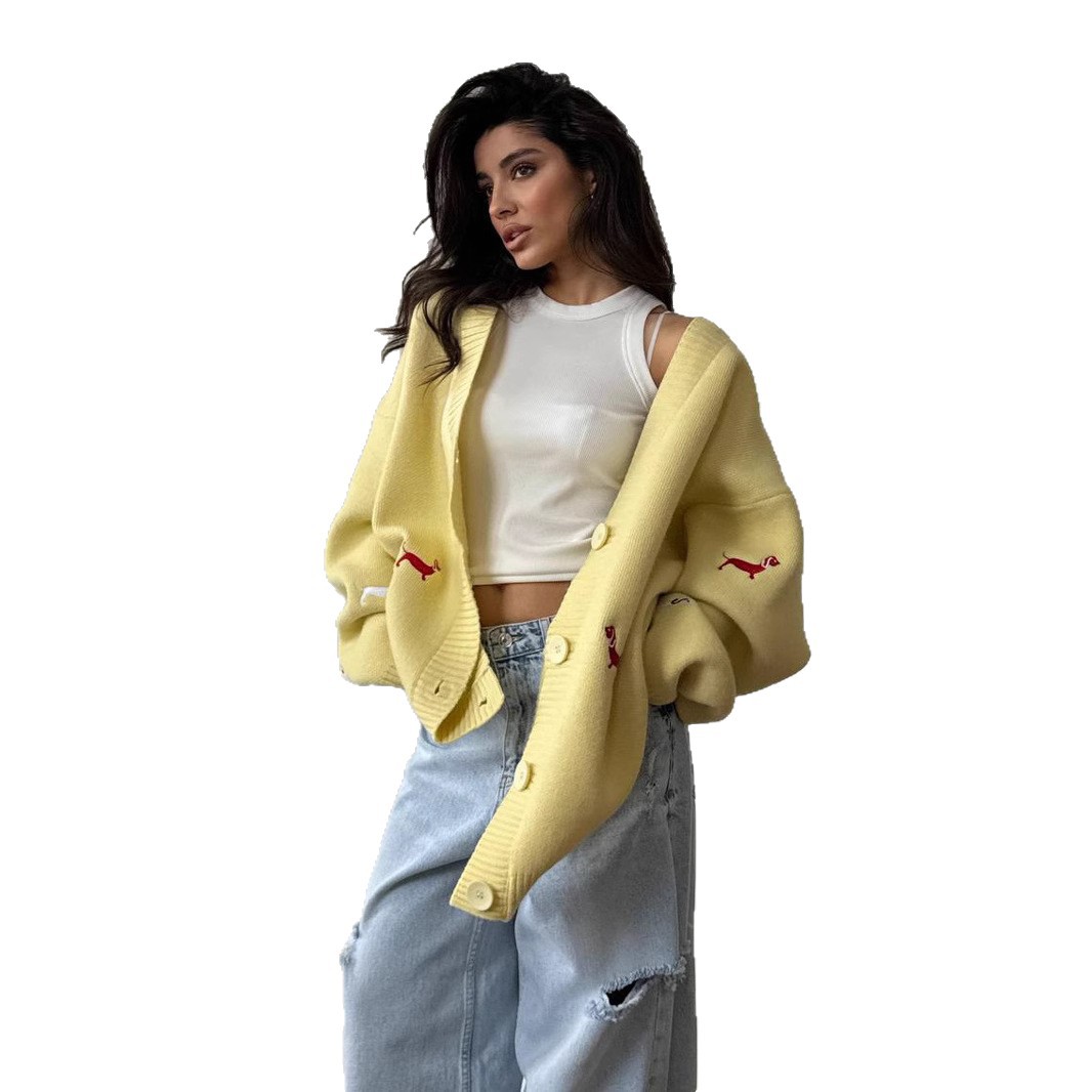 เสื้อคาร์ดิแกนปักลายสุนัขพันธุ - Embroidery Cardigan บทวิจารณ์และราคา