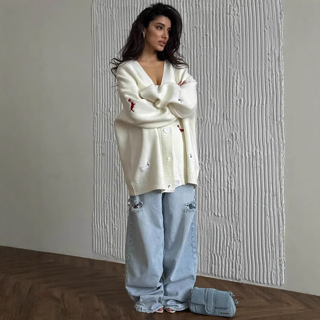 เสื้อคาร์ดิแกนปักลายสุนัขพันธุ - Embroidery Cardigan บทวิจารณ์และราคา