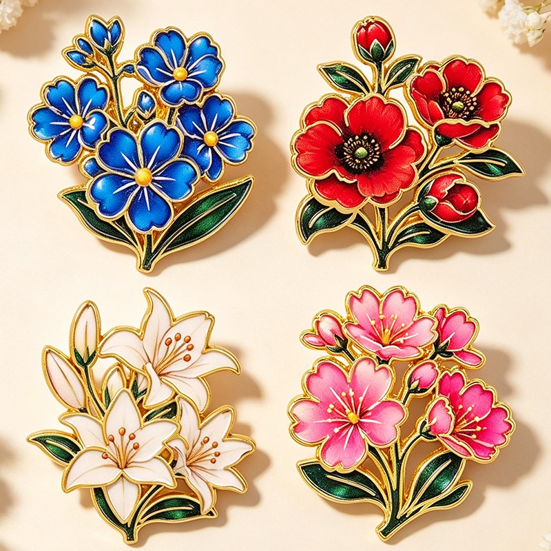 เข็มกลัดเคลือบสีสันสดใสลายดอกไ - Embroidery Garment บทวิจารณ์และราคา