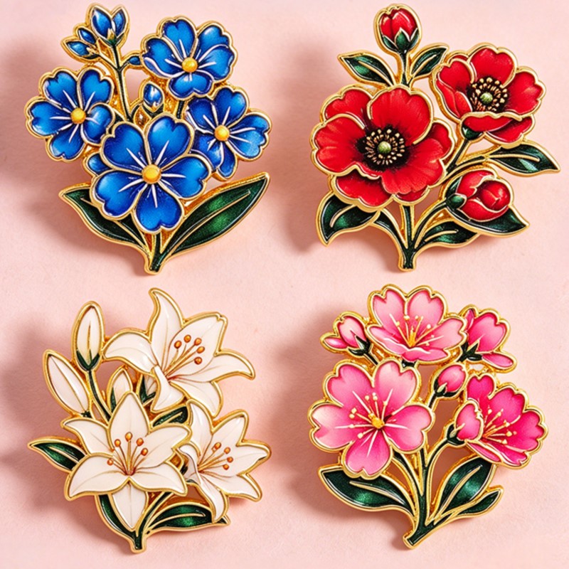เข็มกลัดเคลือบสีสันสดใสลายดอกไ - Embroidery Garment บทวิจารณ์และราคา