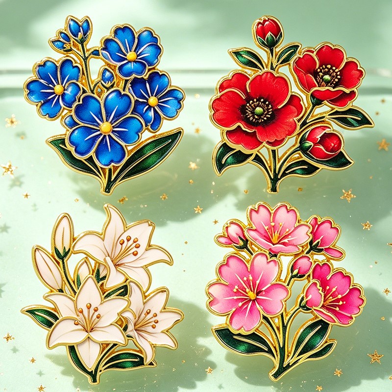เข็มกลัดเคลือบสีสันสดใสลายดอกไ - Embroidery Garment บทวิจารณ์และราคา