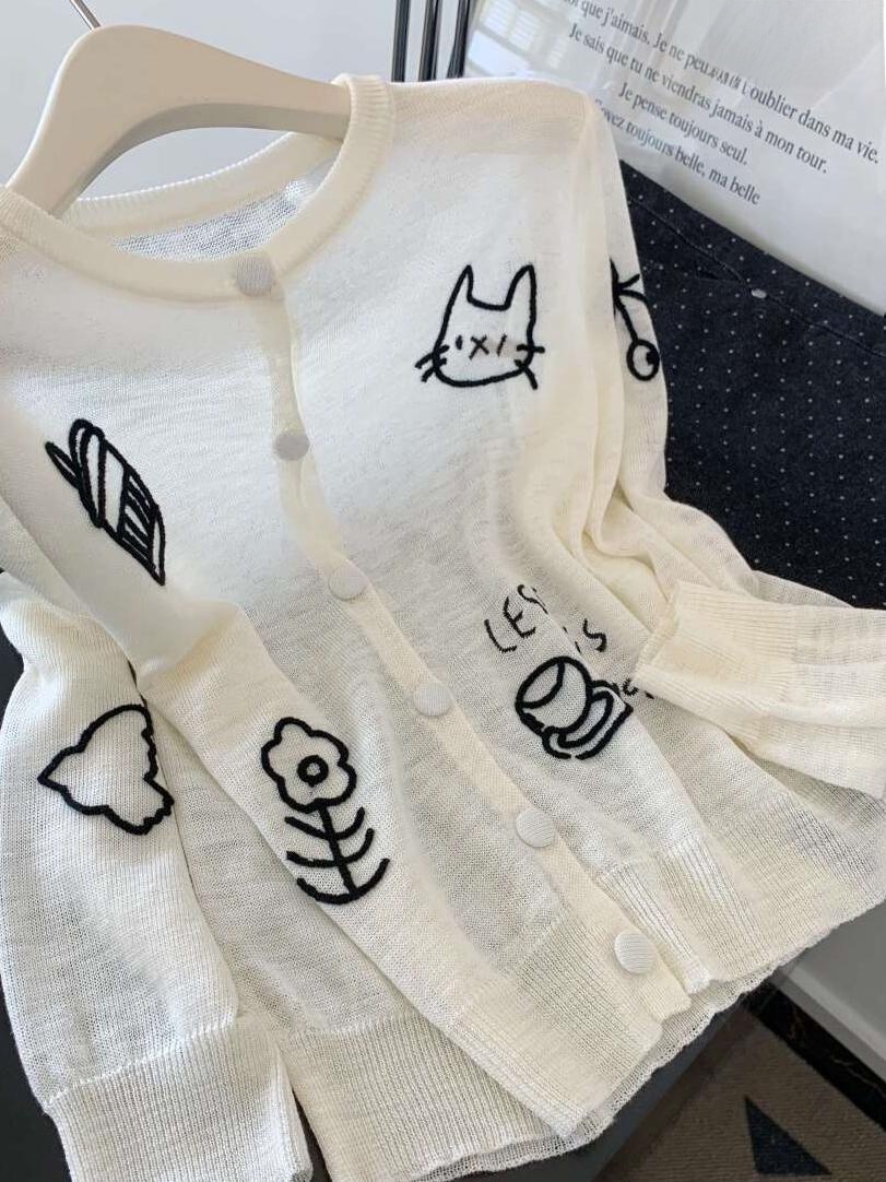 เสื้อคาร์ดิแกนถักแขนยาวที่ทั้ง - Embroidery Cardigan บทวิจารณ์และราคา